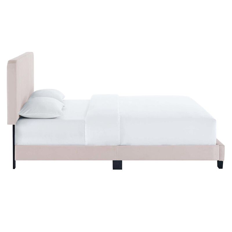 Celine Channel Tufted Performance Velvet Twin Platform Bed image number 2