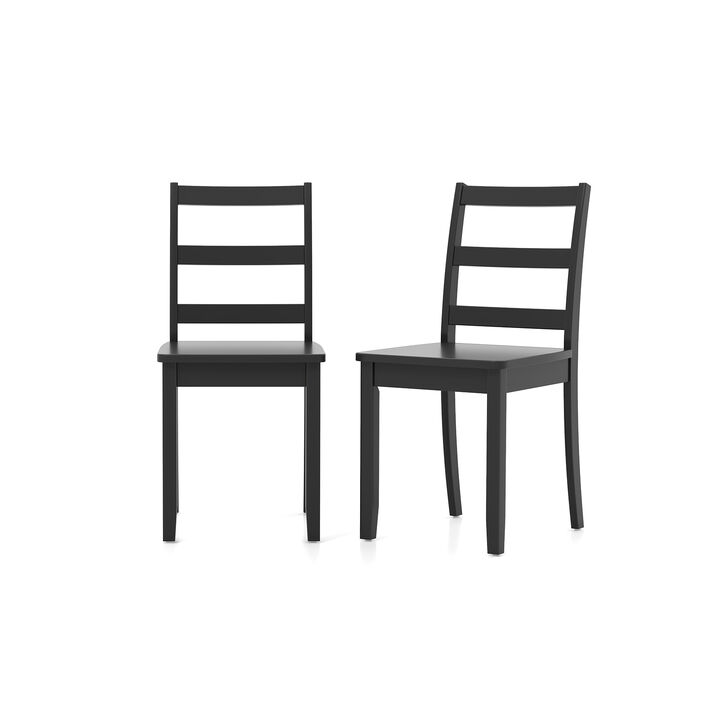 Set of 2 Wood Dining Chairs with Solid Rubber Wood Legs