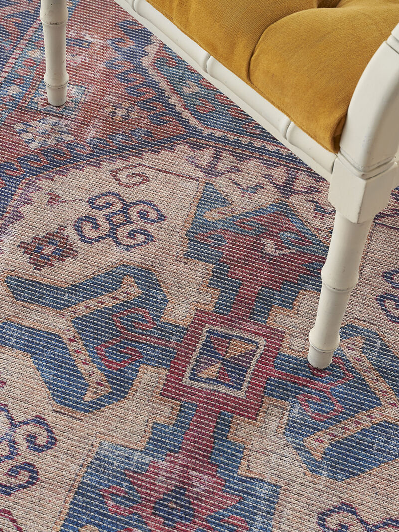 Machine Washable Series 1 SR105 Red/Navy 6' x 9' Rug