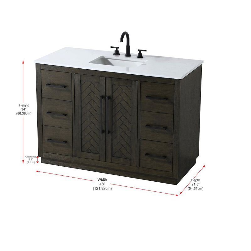 Elegant Kitchen and Bath 48 inch Single Bathroom Vanity in Chocolate Oak