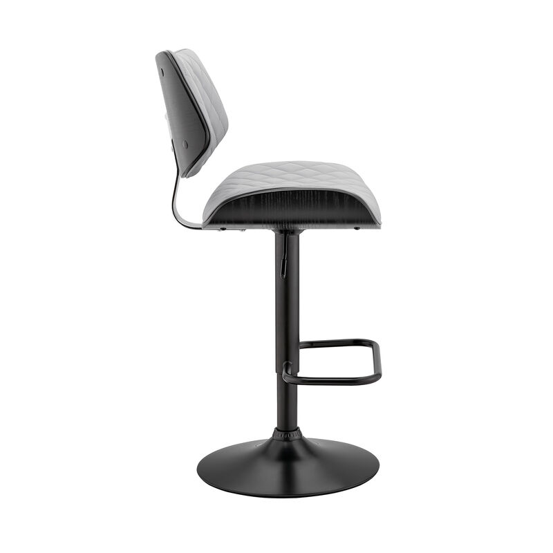 Leland Adjustable Gray Faux Leather and Black Finish Stool image number 2