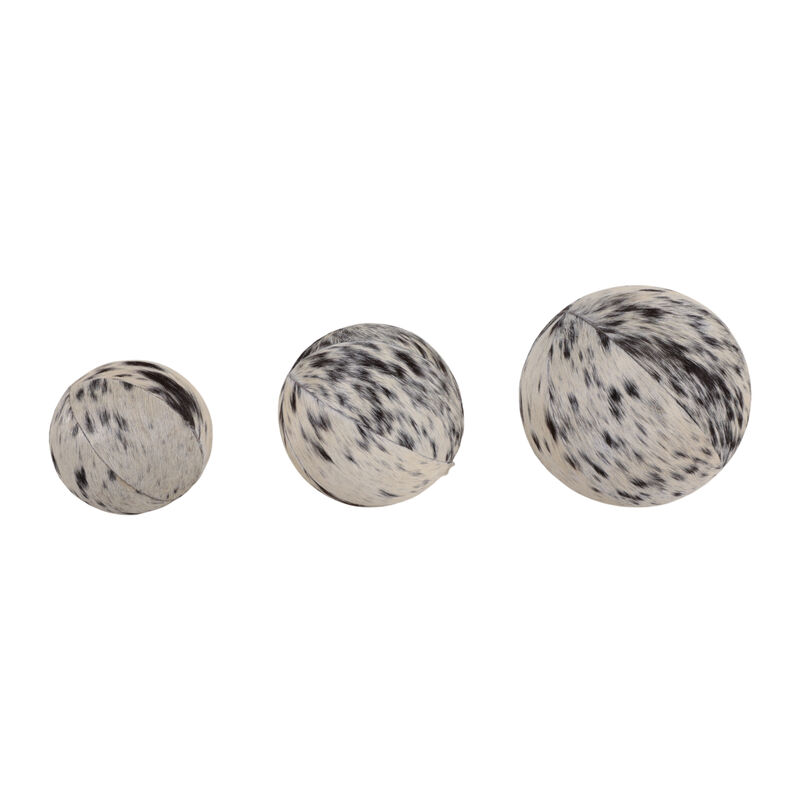S/3 4/5/6" Hair On Hide Orbs, Black/ivory image number 4