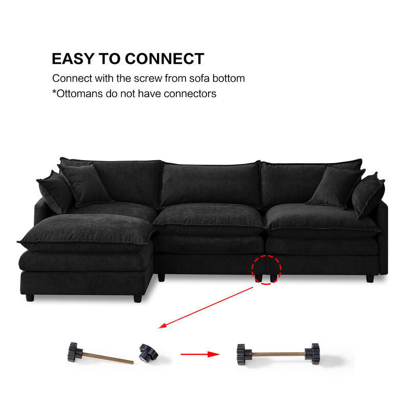 Jegfli Chenille Modular L-Shaped Sectional Sofa image number 5