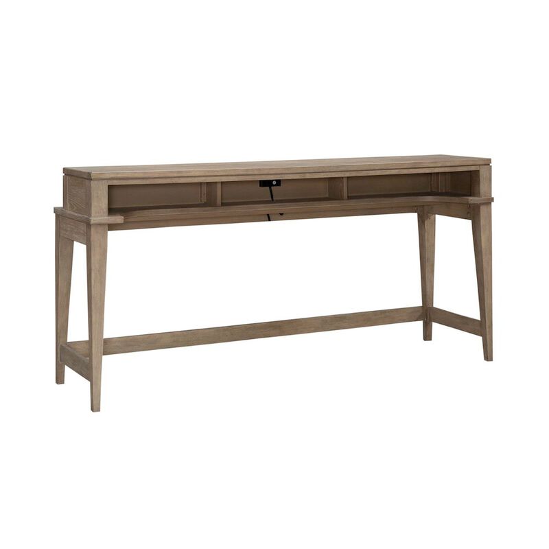 Liberty Furniture Brentwood Console Bar Table with AC, USB Charging Station - Sandstone Oak Wood image number 7