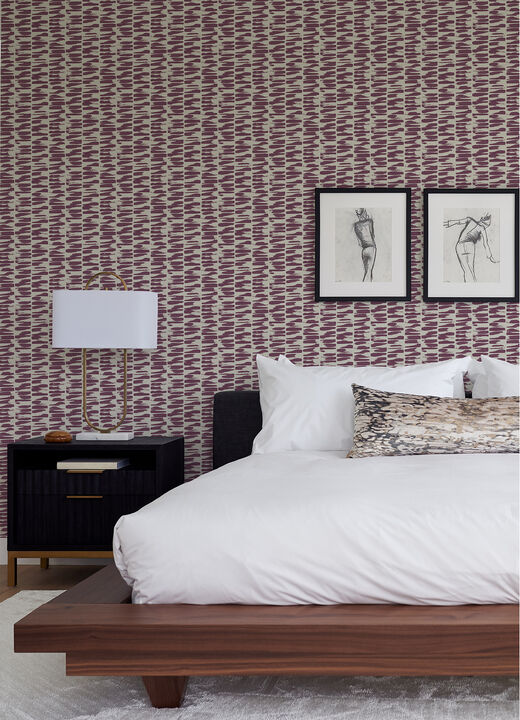Myrtle Purple Abstract Stripe Wallpaper