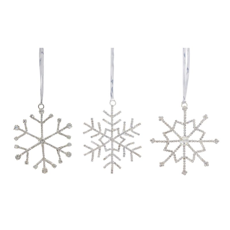 Jewel Snowflake (Set of 12) 3.5"H Iron/Glass