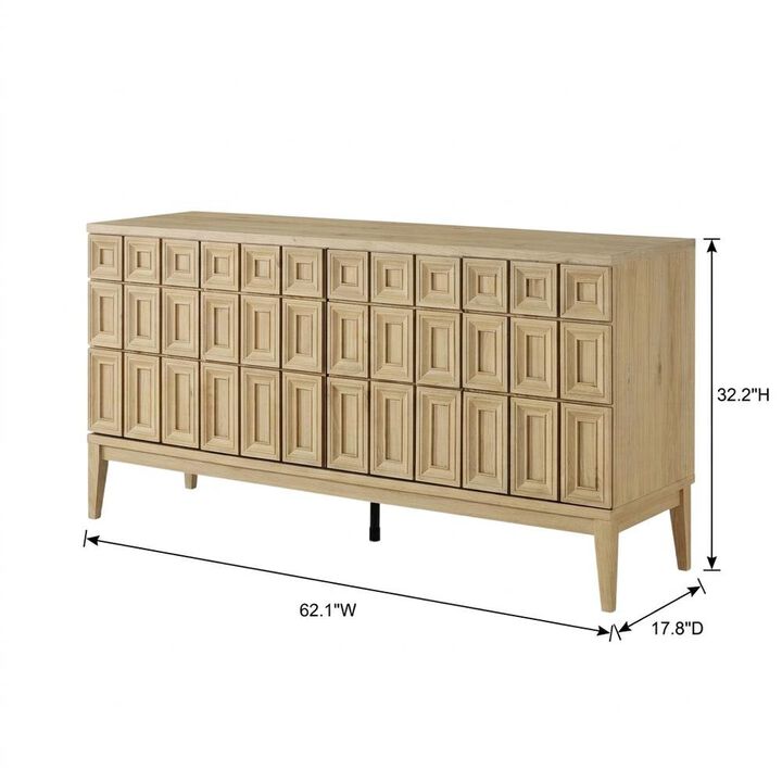Wooden Sideboard Buffet Cabinet with Storage Credenza for Dining Room, Black