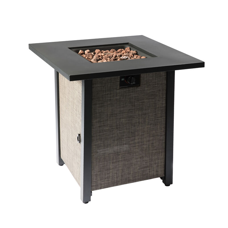 Outdoor Metal & Textliene Propane Gas Fire Pit Table and Accessories, Brown/Beige image number 4
