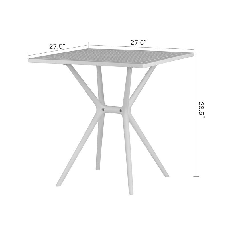 Glamour Home Basma White Plastic Square Dining Table