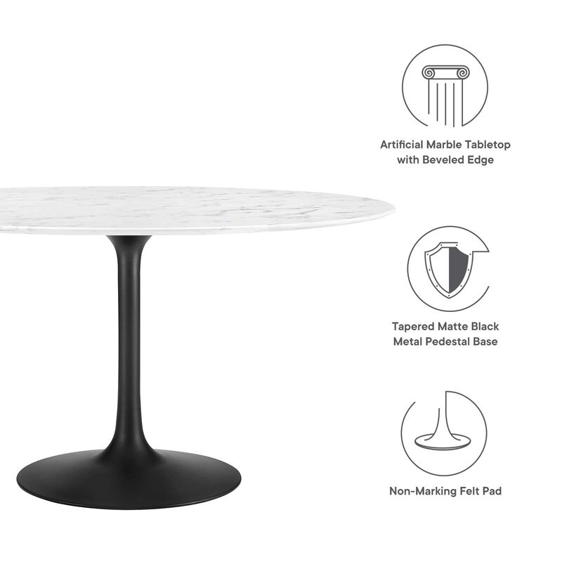 Modway - Lippa 54" Round Artificial Marble Dining Table Black White