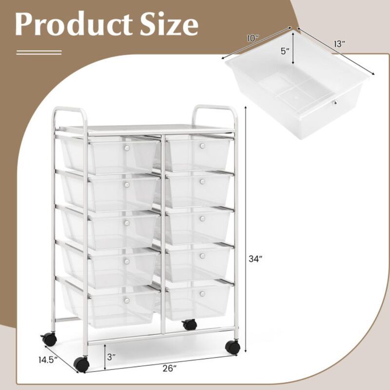 Hivvago 10-Drawer Rolling Storage Cart