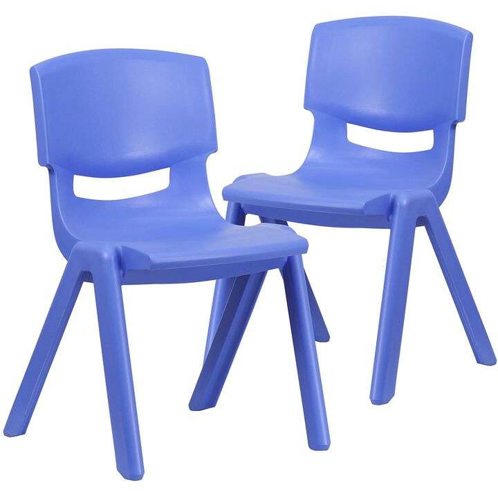 Flash Furniture Whitney 2 Pack Blue Plastic Stackable School Chair with 15.5" Seat Height