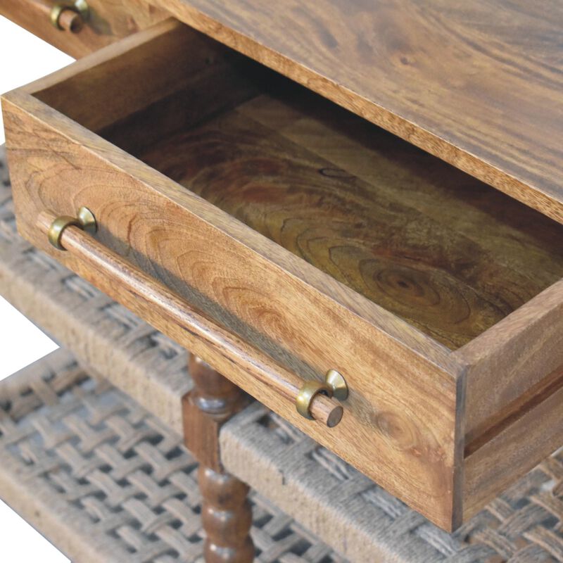 Artisan Furniture Solid Wood Spindle Woven Console, Brown image number 5