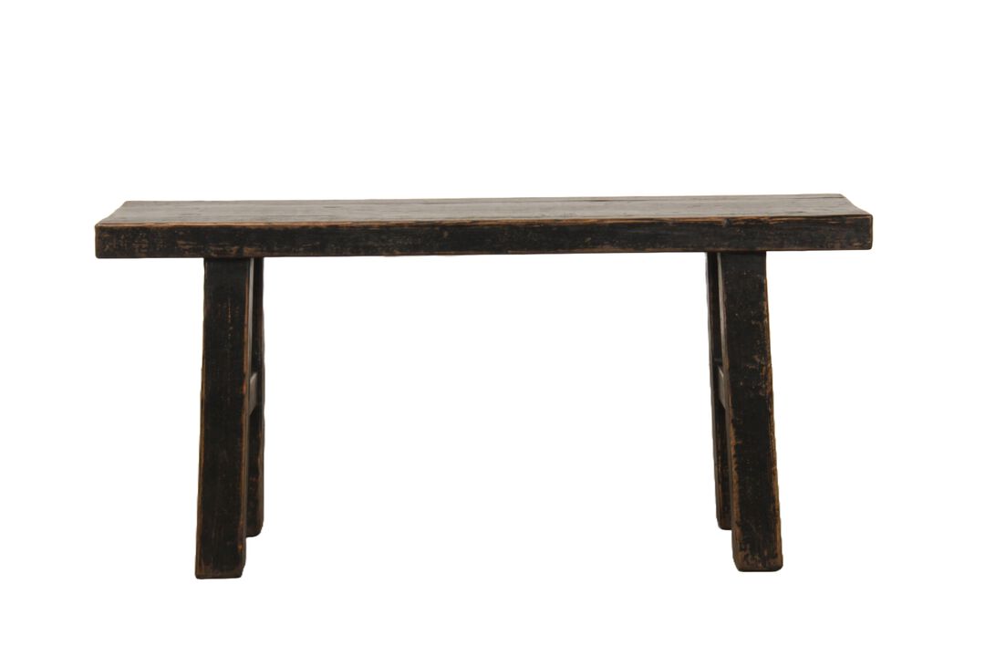 Vintage Reclaimed Wood Bench in Distressed Black