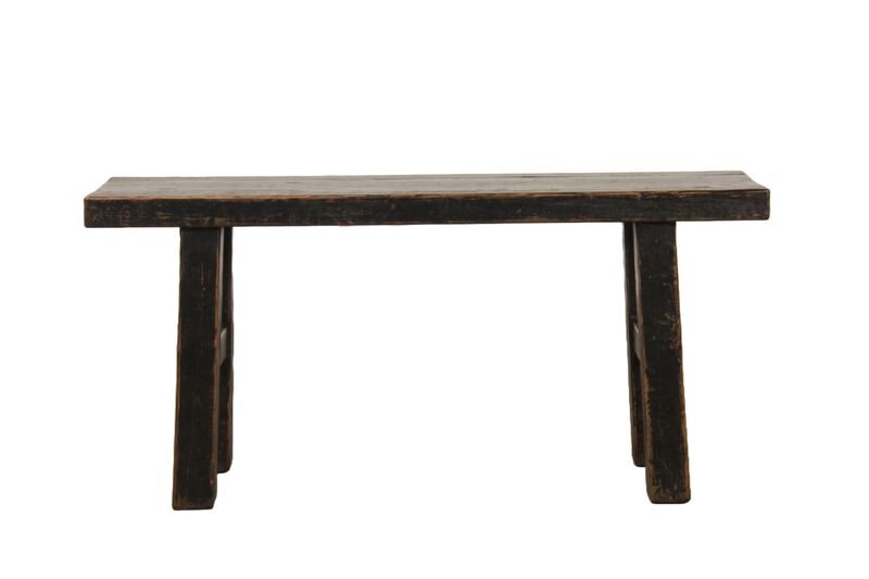 Vintage Reclaimed Wood Bench in Distressed Black image number 0