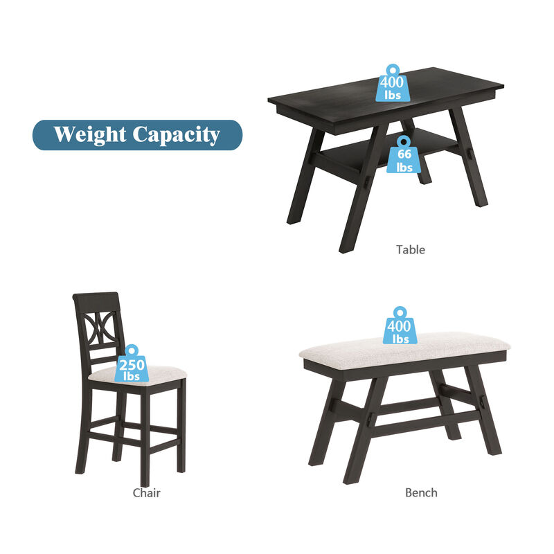 6-Piece Wood Counter Height Dining Table Set image number 6