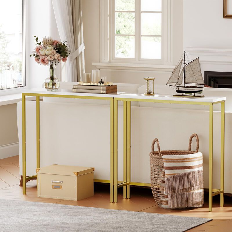 Narrow Entryway Console Table with Space-Saving Design-Gold image number 3