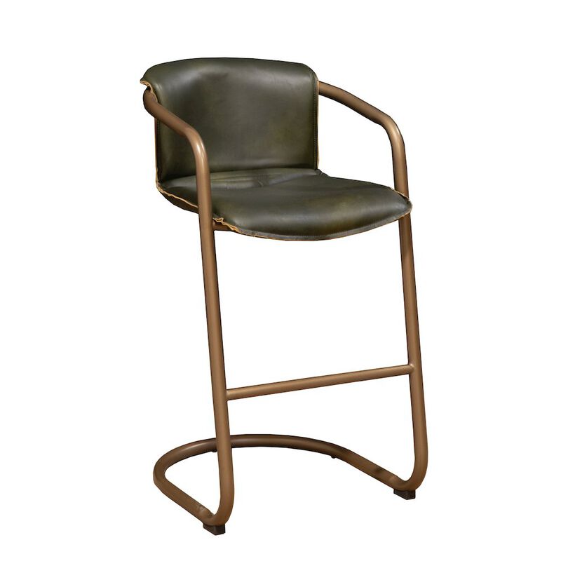 World Interiors Chiavari Leather Bar Chair in Emerald Green