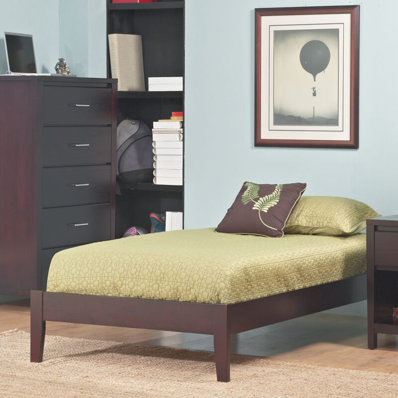 Nevis Twin Size Simple Platform Bed in Espresso
