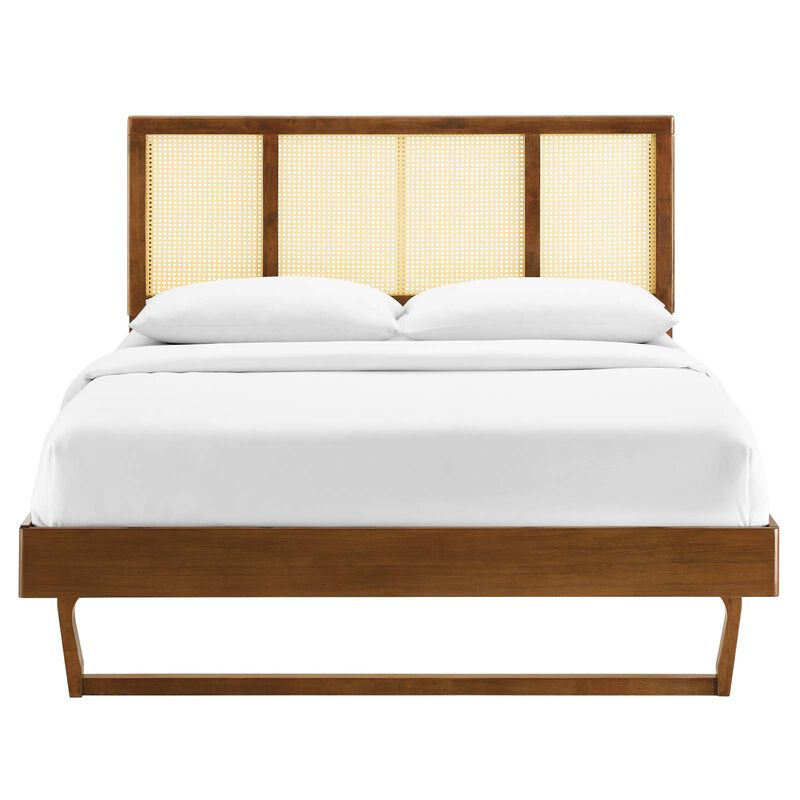 Modway - Kelsea Cane and Wood Queen Platform Bed with Angular Legs