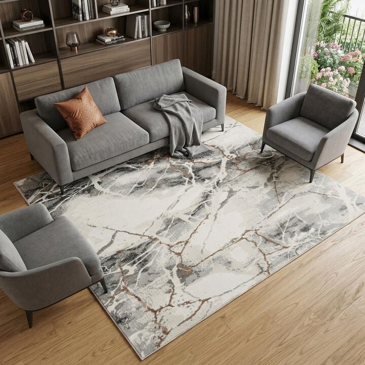 HomeRoots Abstract Non Skid Area Rug