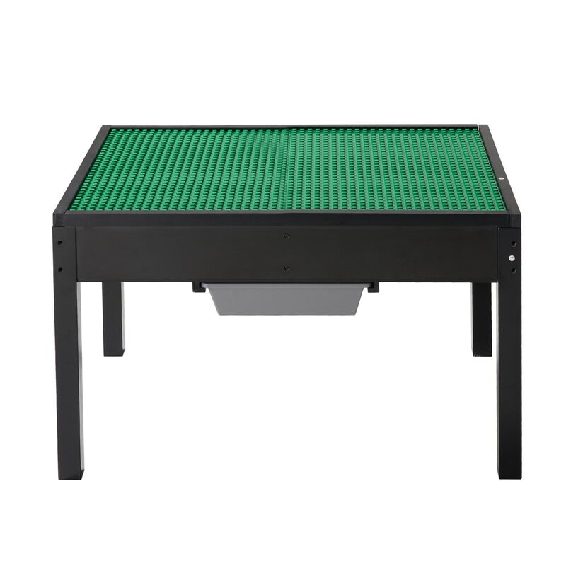 Kids Wooden Activity Table with Double Sided Building Block Top and Storage Bins image number 0