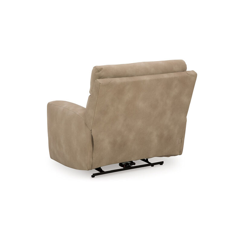 Corbin Power Recliner Chair, Adjustable, USB Port, Brown Faux Leather - Benzara