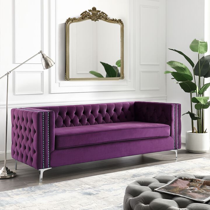 Inspired Home Clarinda Velvet Sofa