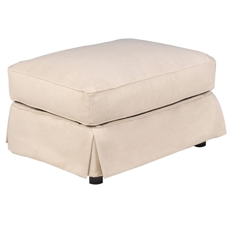 Sunset Trading Horizon Slipcovered Ottoman | Stain Resistant Performance Fabric | Tan