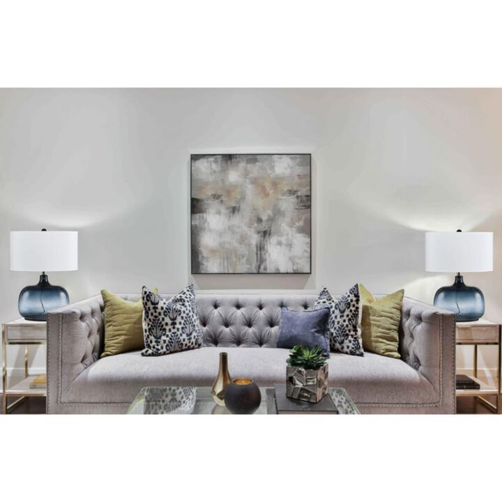 Hivvago 24" Dark Blue Glass Table Lamp With White Novelty Shade