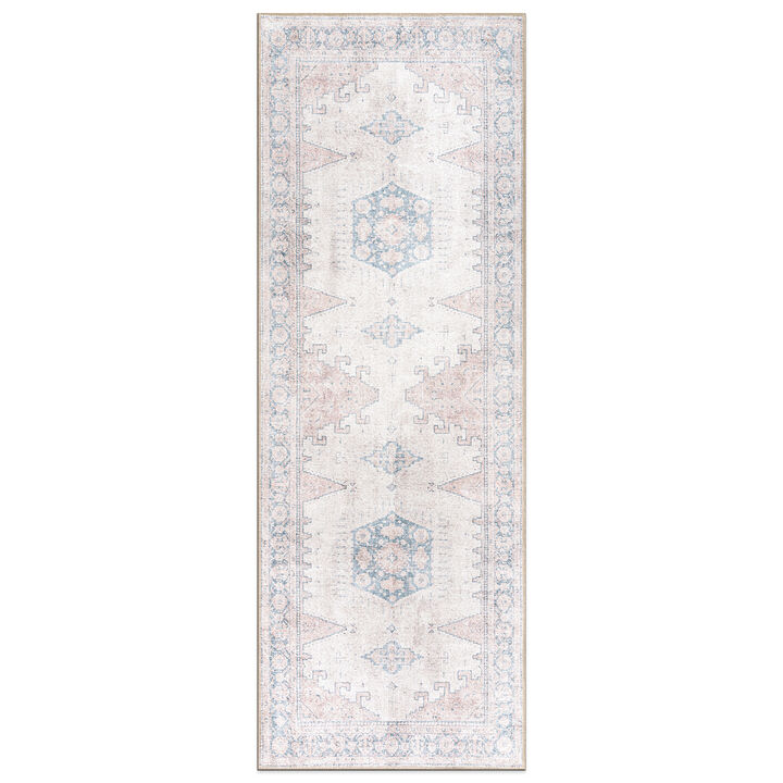 World Rug Gallery Vintage Bohemian Machine Washable Non Slip Area Rug:  Medallion,  Flat Pile,  Stain-Resistant