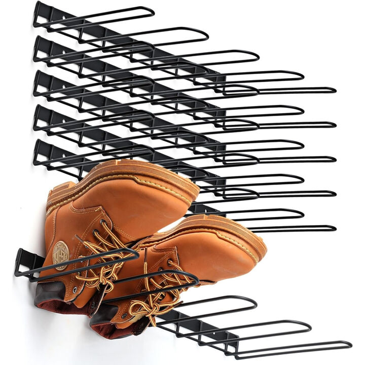 Entryway Metal Shoe Organizer Closet Storage 6 Pack Wall Mounted