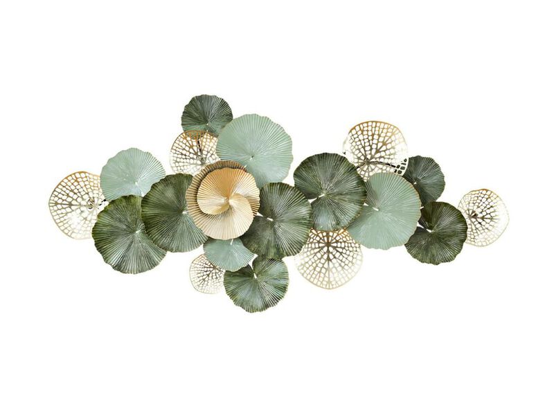 Large Metal Wall Art 3D Flower Leaves Lotus Decor for Living Room Bedroom image number 0