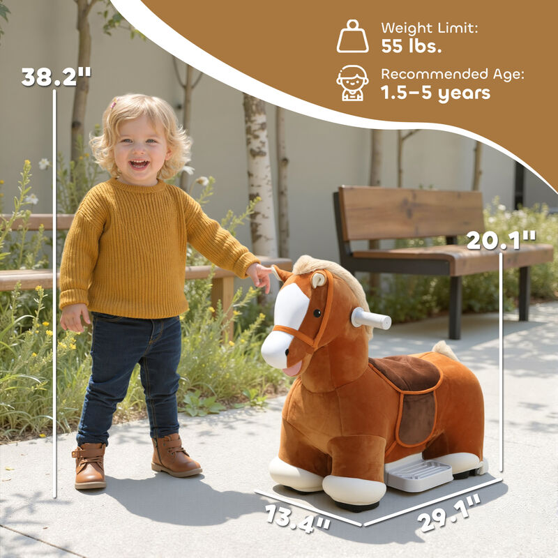 BreeBe 6V Battery Powered Ride on Horse with Music, Forward, Foot Pedal, Soft Touch, Washable Cover, image number 2