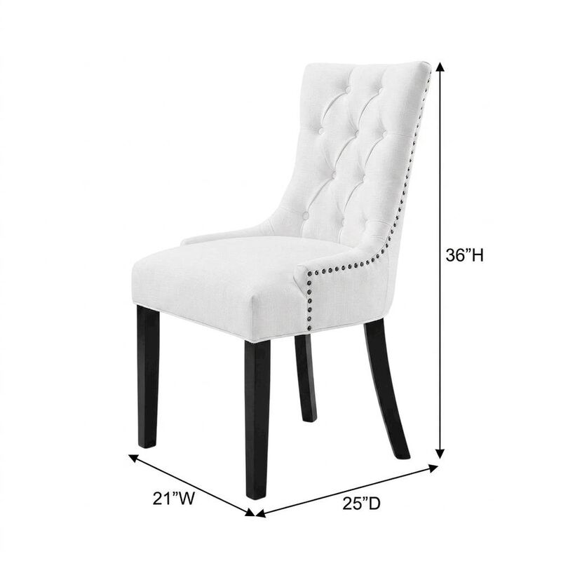 Tufted Upholstered Fabric Dining Chair for Kitchen and Dining Room, Beige image number 2