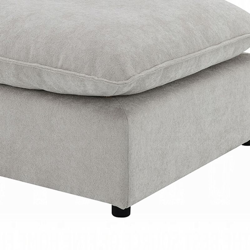 37 Inch Modular Ottoman, Feather Down and Cotton Fill Seat, Beige Boucle image number 4