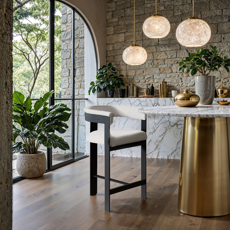 Meridian Furniture Romeo Vegan Leather Counter Stool, Set of 2