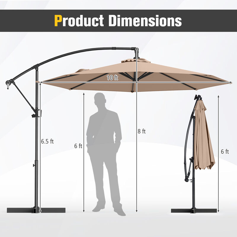 Offset Hanging Patio Umbrella with Base &ndash; Infinite Tilt Cantilever Design