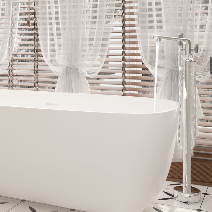 Mondawe Single-Handle Modern Floor Mount Freestanding Bathtub Faucet with Handheld Shower
