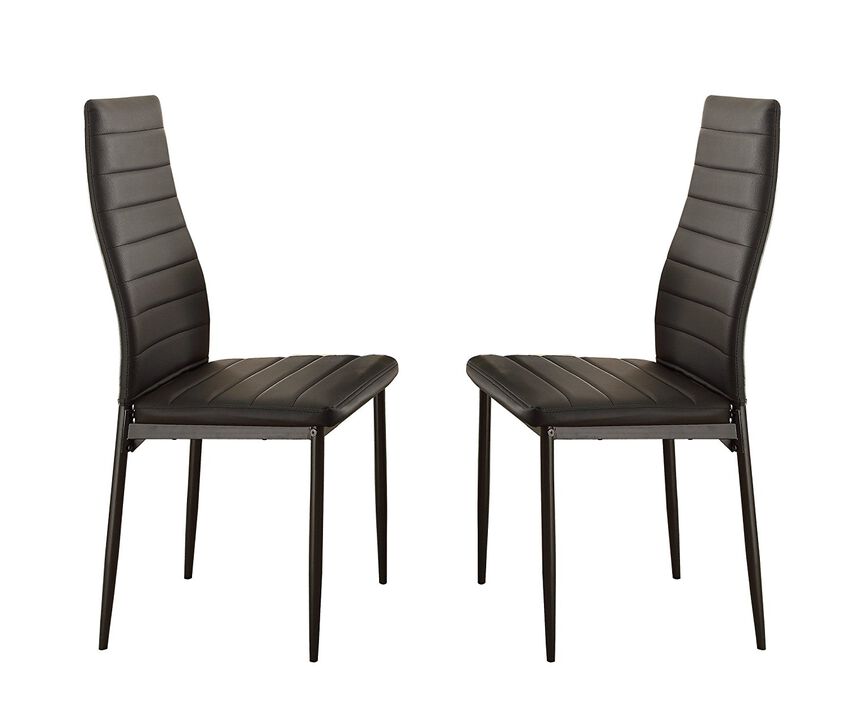 Bi Cast Vinyl Side Chairs With Curvy Backs, Set of 2, Black-Benzara