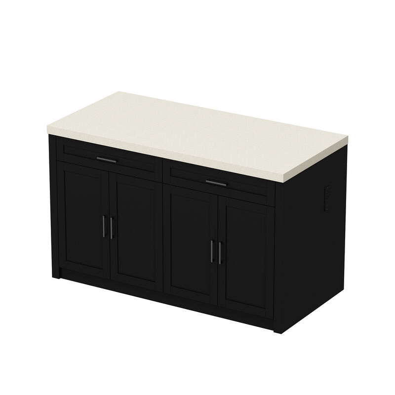 FUFU&GAGA Dresser with Storage & Drawers, MDF Construction with Stone-like Finish (61" W x 37.4" H x 29.1" D)Stone Pattern Top
