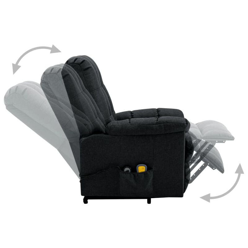 Power Lift Massage Recliner Dark Gray Fabric