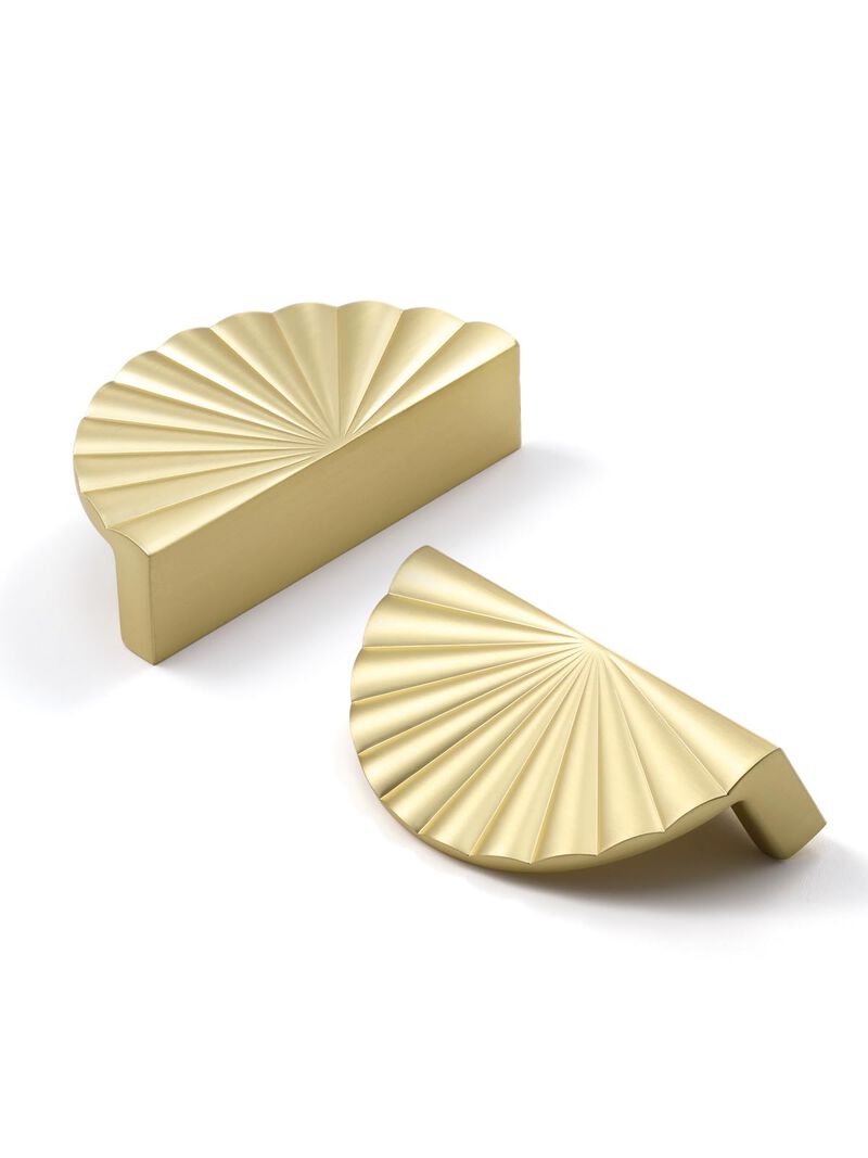 JIASENBAO 10 Pack Brushed Gold Cabinet Pulls 3"" Hole Center Cup Flat Brass Drawer Pulls Kitchen Cupboard Bathroom Dresser Cabin