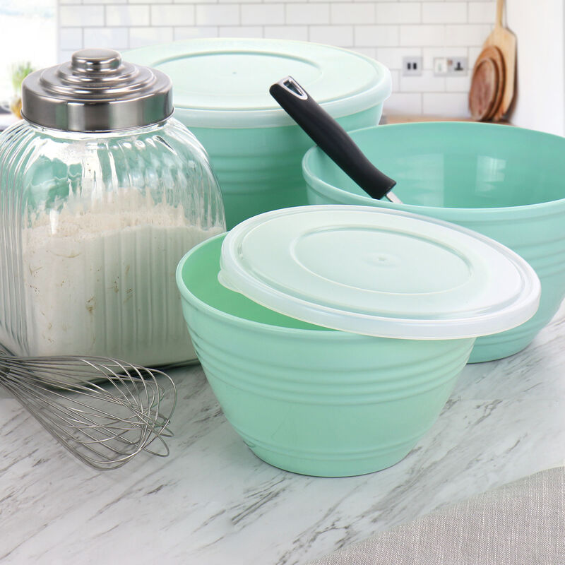 Martha Stewart 8 Piece Plastic Bowl Set with Lids in Turquoise image number 2