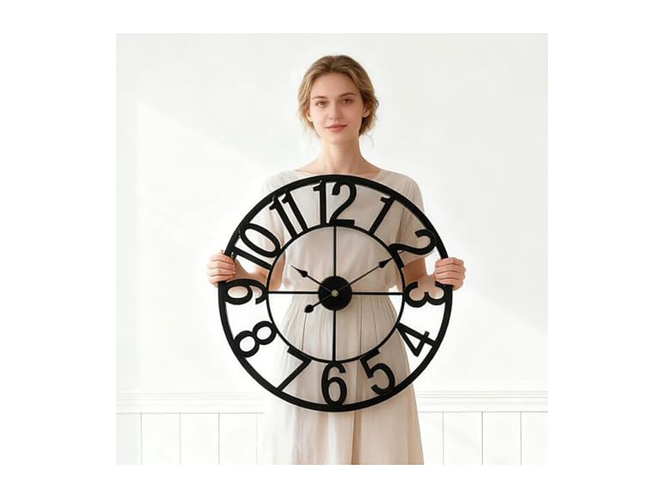 Metal Completely Wall Clock 24 Inch Silent Non Ticking Battery Operated