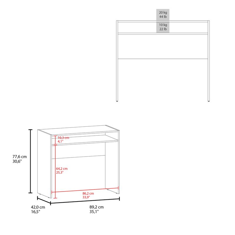 Craig Computer Desk 30.6" H, with 1 Shelf, Black