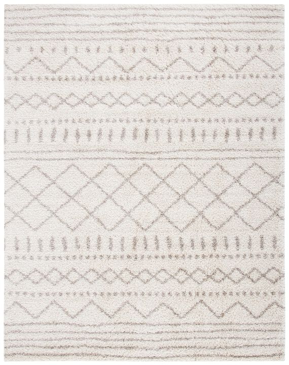 SAFAVIEH Arizona Shag Collection Area Rug - 8 x 10, Ivory & Beige, Moroccan Design, Non-Shedding & Easy Care, 1.6-inch Thick I