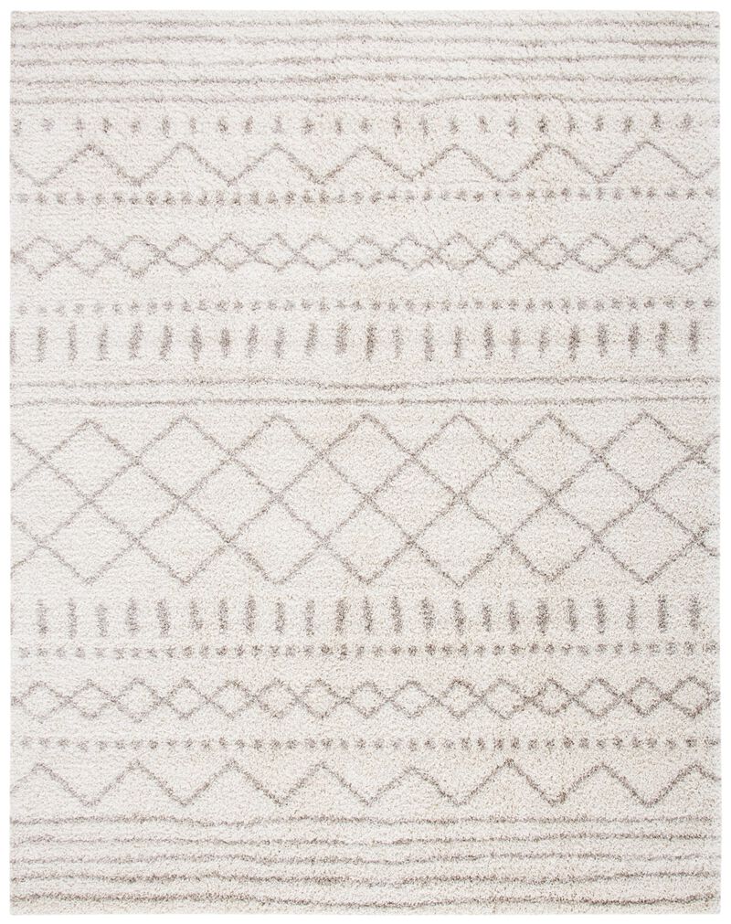 SAFAVIEH Arizona Shag Collection Area Rug - 8 x 10, Ivory & Beige, Moroccan Design, Non-Shedding & Easy Care, 1.6-inch Thick I