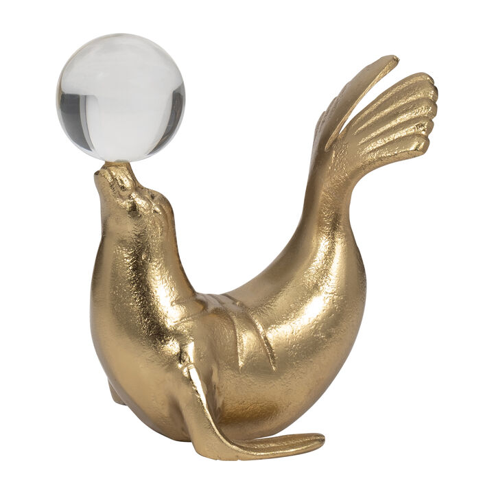 Metal Sea Lion W/ Acrylic Ball