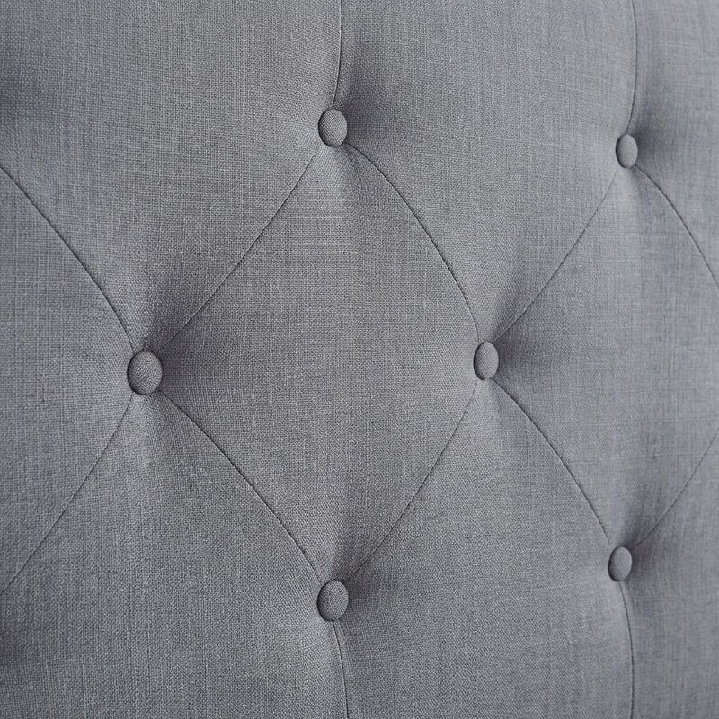 Gray Upholstered Queen Headboard with Solid Rubberwood Frame and Sturdy Design image number 3